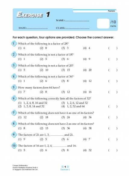 Conquer Mathematics [Factors . Multiples . Fractions] Book 4