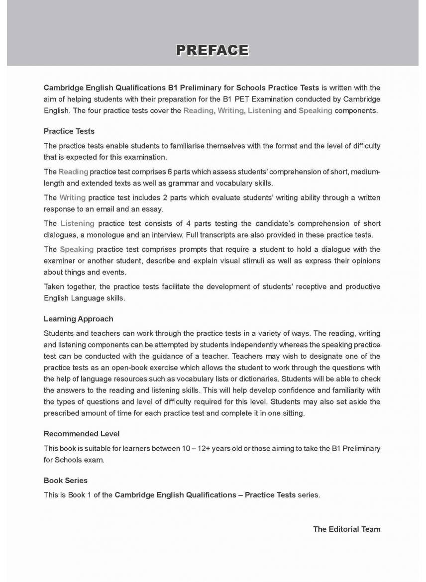 Cambridge English Qualifications – B1 Preliminary for Schools Practice ...