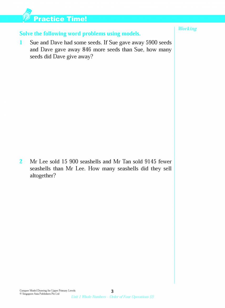 Conquer Model Drawing For Upper Primary Levels