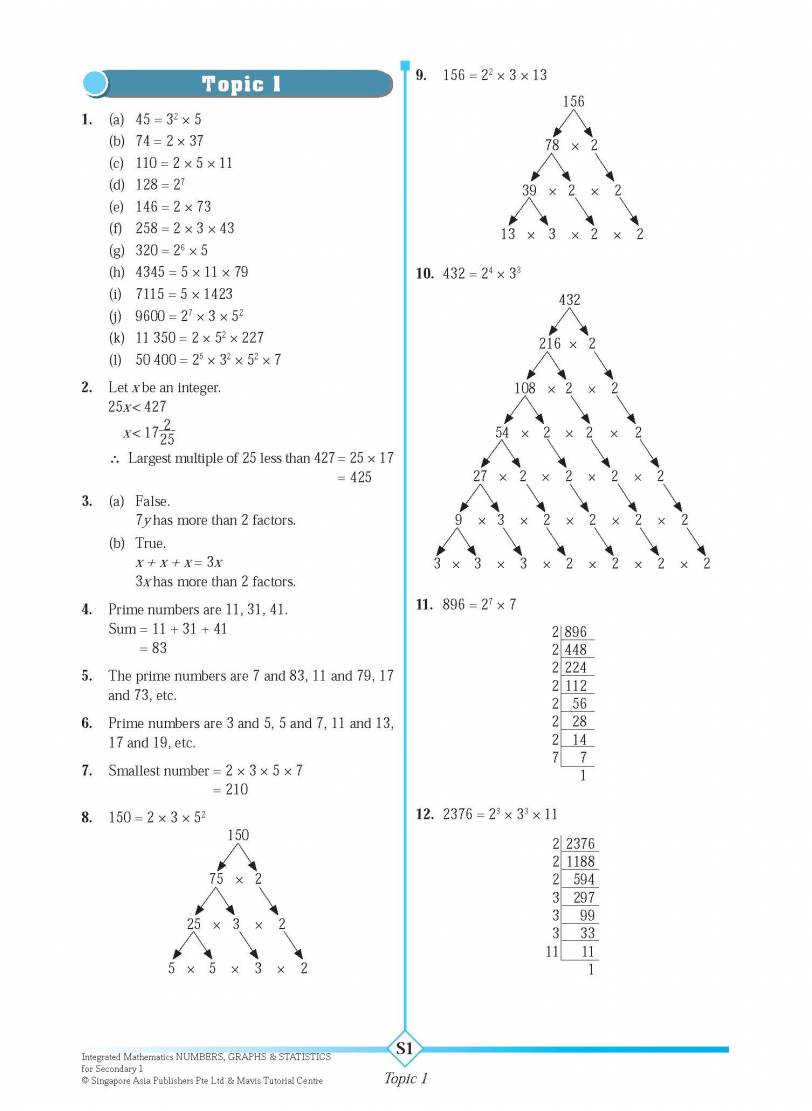 Integrated Mathematics Numbers, Graphs & Statistics for Secondary 1 ...